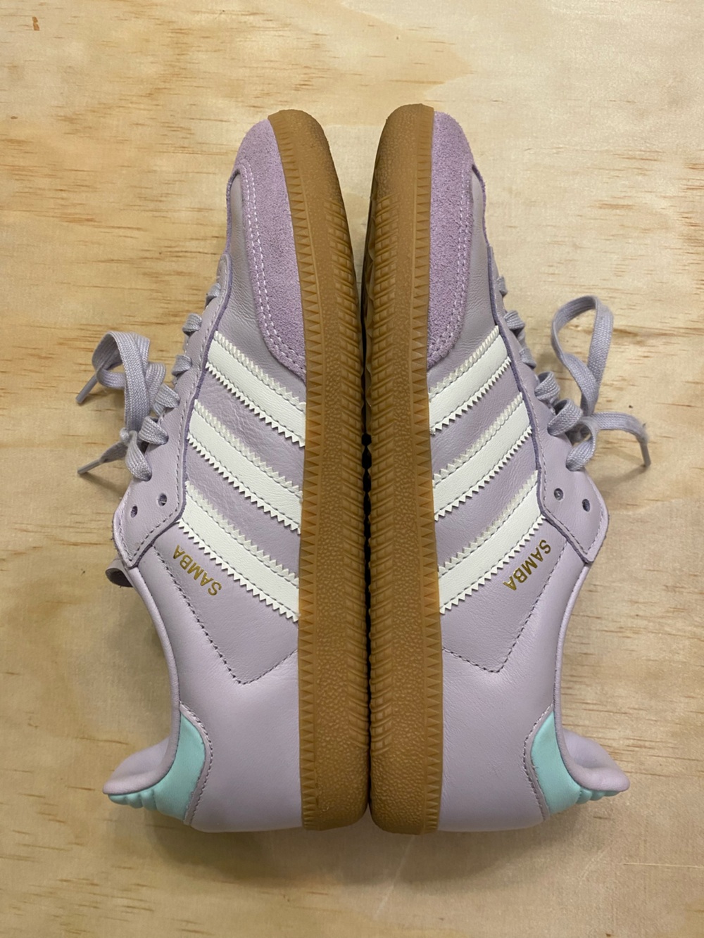 Adidas Samba Kids Leather Sneakers - Lilac with Gum Sole